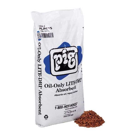 Pig Granular Sorbent, 3 1/2 gal Absorbed per Package, 10 lb Bag, Hydrophobic Cellulose, Not Scented PLP415
