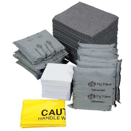 Pig Spill Kit Refill, 12 gal Volume Absorbed per Kit, Not Applicable Capacity, Box, Gray, 147 KIT216