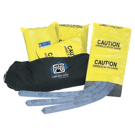Pig Spill Kit, 20 gal Volume Absorbed per Kit, Not Applicable Capacity, Bag, Black, 73 KIT223