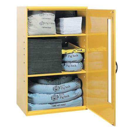 Pig Spill Kit, 17 gal Volume Absorbed per Kit, Not Applicable Capacity, Wall Cabinet, Yellow, 162 KIT228