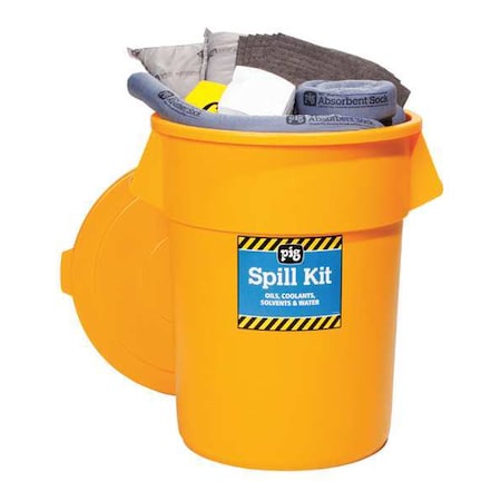 Pig Spill Kit, 39 gal Volume Absorbed per Kit, 55 gal Capacity, Can, Yellow, 136 KIT2500