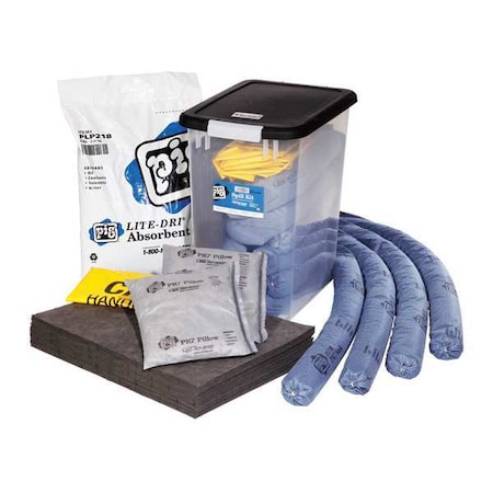 Pig Spill Kit, 12 gal Volume Absorbed per Kit, 29 gal Capacity, Can, Clear, 35 KIT278
