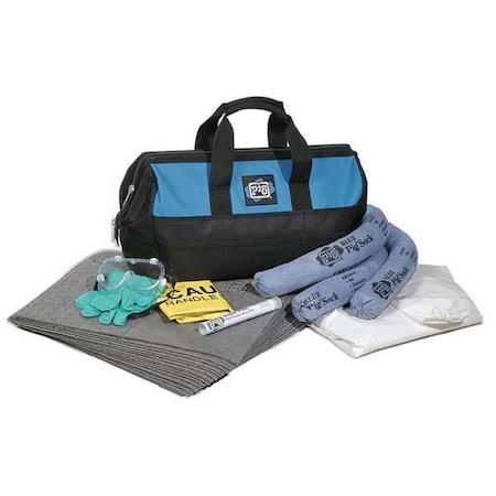 Pig Spill Kit, 6 gal Volume Absorbed per Kit, Bag, Black/Blue, 28 KIT283