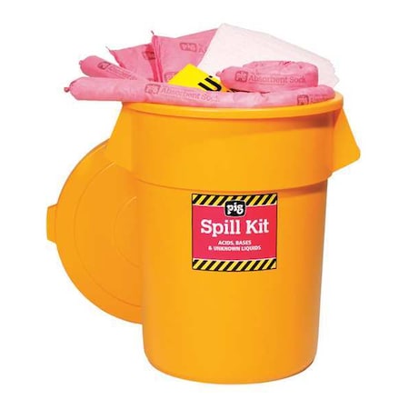 Pig Spill Kit, 39 gal Volume Absorbed per Kit, 55 gal Capacity, Can, Yellow, 77 KIT3500