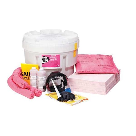 Pig Spill Kit, 13 gal Volume Absorbed per Kit, 20 gal Capacity, Drum, White, 64 KIT352