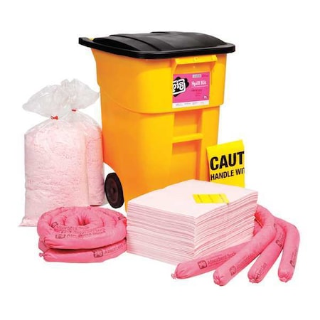 Pig Spill Kit, 34 gal Volume Absorbed per Kit, 50 gal Capacity, Can, Black/Yellow, 91 KIT366