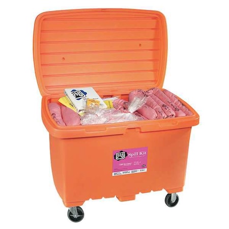 Pig Spill Kit, 74 gal Volume Absorbed per Kit, 112 3/16 gal Capacity, Chest, Orange, 151 KIT379-OR