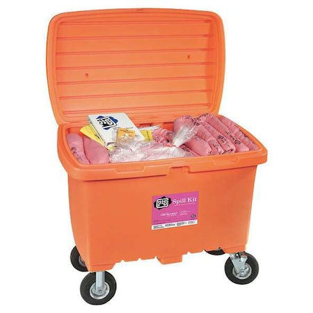 Pig Spill Kit, 74 gal Volume Absorbed per Kit, 112 3/16 gal Capacity, Chest, Orange, 151 KIT380-OR