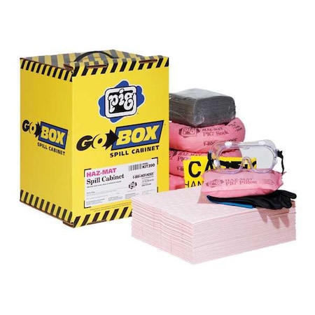 Pig Spill Kit, 6 gal Volume Absorbed per Kit, Box, Yellow, 78 KIT390