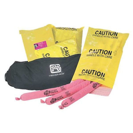 Pig Spill Kit, 20 gal Volume Absorbed per Kit, Not Applicable Capacity, Bag, Black, 65 KIT323
