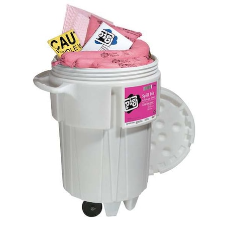 Pig Spill Kit, 63 gal Volume Absorbed per Kit, 95 gal Capacity, Drum, White, 120 KIT341-WH
