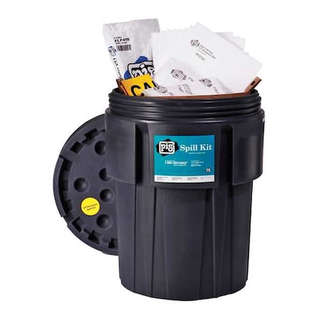 Pig Spill Kit, 40 gal Volume Absorbed per Kit, 95 gal Capacity, Drum, Black, 90 KIT416