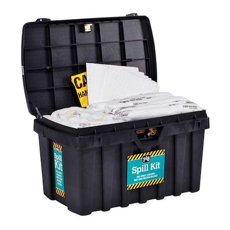 Pig Spill Kit, 44 gal Volume Absorbed per Kit, Not Applicable Capacity, Chest, Black, 124 KIT434