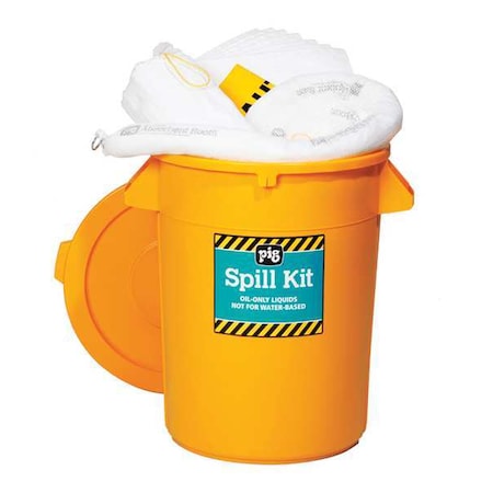 Pig Spill Kit, 21 gal Volume Absorbed per Kit, 32 gal Capacity, Can, Yellow, 46 KIT4400