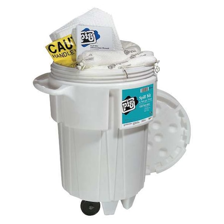Pig Spill Kit, 52 gal Volume Absorbed per Kit, 95 gal Capacity, Drum, White, 91 KIT441-WH