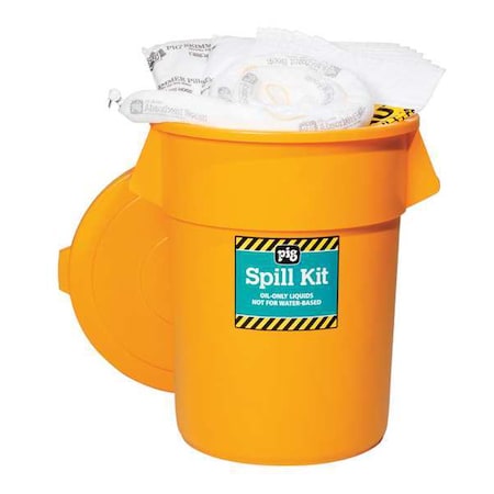 Pig Spill Kit, 39 gal Volume Absorbed per Kit, 55 gal Capacity, Can, Yellow, 69 KIT4500