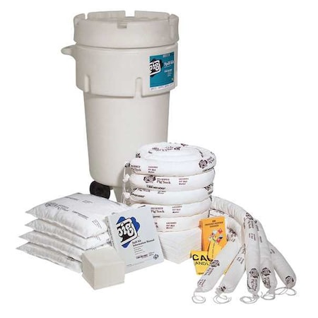 Pig Spill Kit, 31 gal Volume Absorbed per Kit, 50 gal Capacity, Drum, White, 123 KIT468