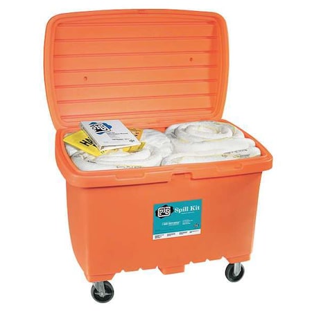 Pig Spill Kit, 74 gal Volume Absorbed per Kit, 112 3/16 gal Capacity, Chest, Orange, 139 KIT479-OR