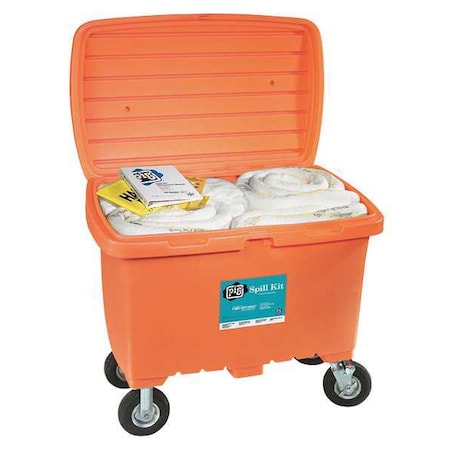 Pig Spill Kit, 74 gal Volume Absorbed per Kit, 112 3/16 gal Capacity, Chest, Orange, 139 KIT480-OR