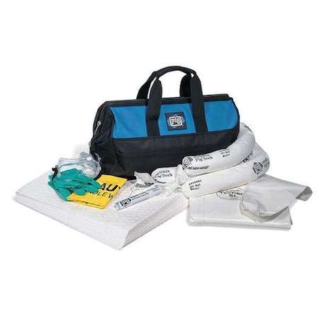 Pig Spill Kit, 7 gal Volume Absorbed per Kit, Bag, Black/Blue, 28 KIT483