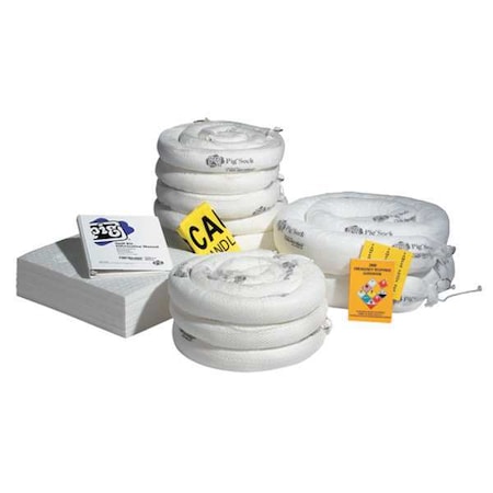 Pig Spill Kit Refill, 39 gal Volume Absorbed per Kit, Not Applicable Capacity, Box, White, 68 RFL443