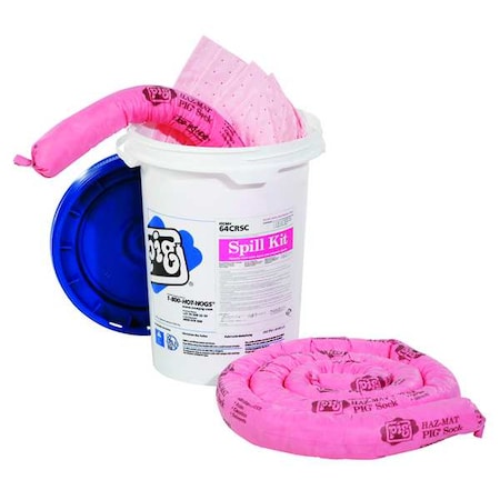 Pig Spill Kit, 4 gal Volume Absorbed per Kit, 6 1/2 gal Capacity, Bucket, White, 16 64CRSC
