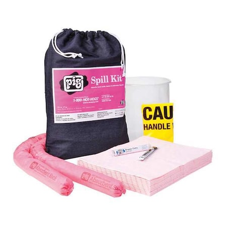 Pig Spill Kit, 6 gal Volume Absorbed per Kit, Not Applicable Capacity, Bag, Blue, 28 KIT306