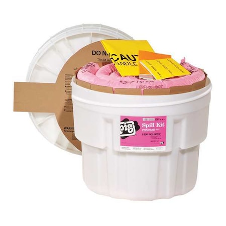 Pig Spill Kit, 11 gal Volume Absorbed per Kit, 20 gal Capacity, Drum, White, 29 KIT311