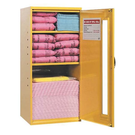 Pig Spill Kit, 10 gal Volume Absorbed per Kit, Not Applicable Capacity, Wall Cabinet, Yellow, 142 KIT315