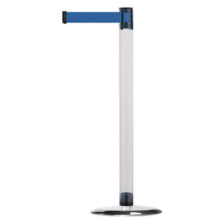 Tensabarrier Barrier Post with Belt, 13 ft Length, 38 in Post Height, No Legend, Polished chrome TCLU-1P-MAX-NO-L5X-C