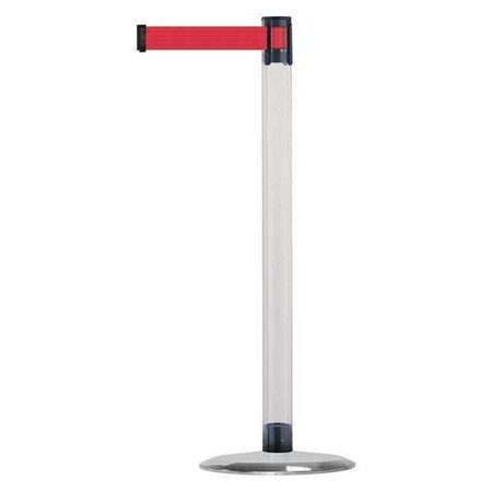 Tensabarrier Barrier Post with Belt, 7 1/2 ft Length, 38 in Post Height, No Legend, Satin Chrome TCLU-1S-STD-NO-R5X-C