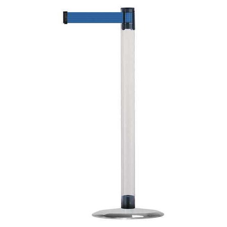 Tensabarrier Barrier Post with Belt, 7 1/2 ft Length, 38 in Post Height, No Legend, Satin Chrome TCLU-1S-STD-NO-L5X-C