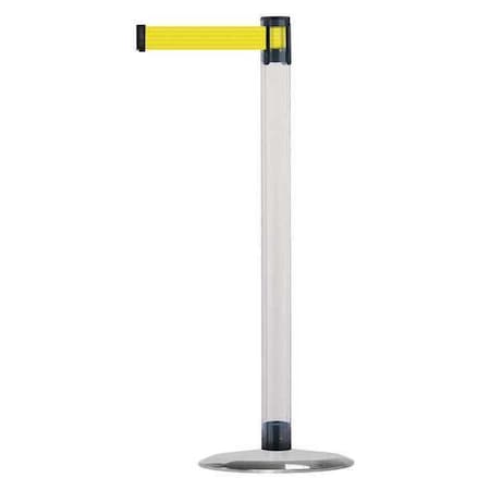 Tensabarrier Barrier Post with Belt, 13 ft Length, 38 in Post Height, No Legend, Satin Chrome TCLU-1S-MAX-NO-Y5X-C