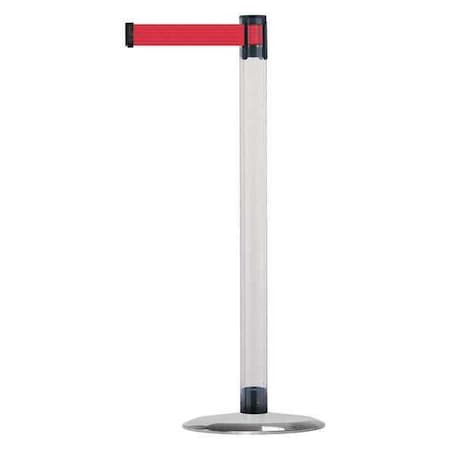 Tensabarrier Barrier Post with Belt, 13 ft Length, 38 in Post Height, No Legend, Satin Chrome TCLU-1S-MAX-NO-R5X-C