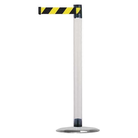 Tensabarrier Barrier Post with Belt, 13 ft Length, 38 in Post Height, No Legend, Satin Chrome TCLU-1S-MAX-NO-D4X-C