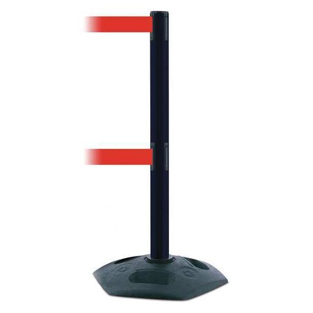 Tensabarrier Barrier Post with Belt, 7 1/2 ft Length, 38 in Post Height, No Legend, Black 886T2-33-STD-NO-R5X-C
