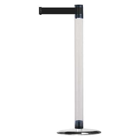 Tensabarrier Barrier Post with Belt, 7 1/2 ft Length, 38 in Post Height, No Legend, Polished chrome TCLU-1P-STD-NO-B9X-C