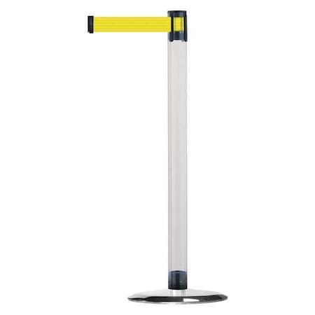 Tensabarrier Barrier Post with Belt, 7 1/2 ft Length, 38 in Post Height, No Legend, Polished chrome TCLU-1P-STD-NO-Y5X-C