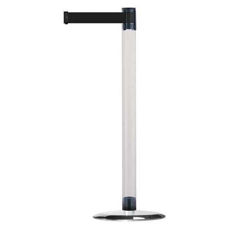 Tensabarrier Barrier Post with Belt, 13 ft Length, 38 in Post Height, No Legend, Polished chrome TCLU-1P-MAX-NO-B9X-C