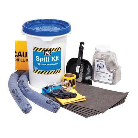 Pig Spill Kit, 4 gal Volume Absorbed per Kit, 6 1/2 gal Capacity, Bucket, Black, 25 KIT620