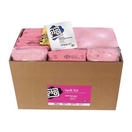 Pig Spill Kit Refill, 74 gal Volume Absorbed per Kit, Box, Pink, 150 KITR303