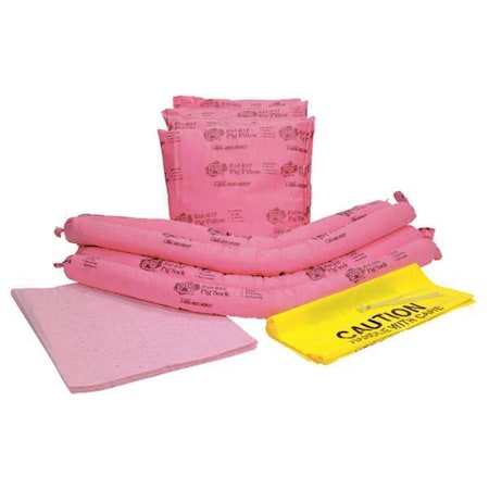Pig Spill Kit Refill, 11 gal Volume Absorbed per Kit, Not Applicable Capacity, Box, Pink, 29 KITR311