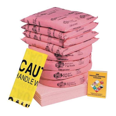 Pig Spill Kit Refill, 21 gal Volume Absorbed per Kit, Box, Pink, 45 RFL336