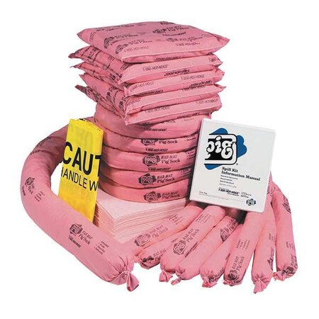 Pig Spill Kit Refill, 39 gal Volume Absorbed per Kit, Not Applicable Capacity, Box, Pink, 76 RFL343
