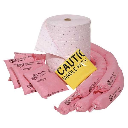 Pig Spill Kit Refill, 14 gal Volume Absorbed per Kit, Not Applicable Capacity, Box, Pink, 17 RFL344