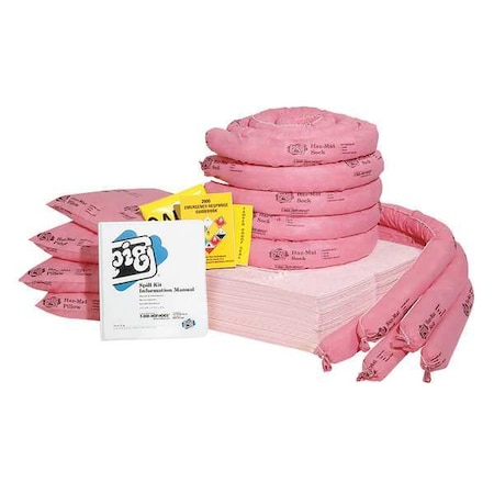 Pig Spill Kit Refill, 27 gal Volume Absorbed per Kit, Not Applicable Capacity, Box, Pink, 122 RFL365
