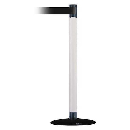 Tensabarrier Barrier Post with Belt, 7 1/2 ft Length, 38 in Post Height, No Legend, Black TCLB-33-STD-NO-B9X-C