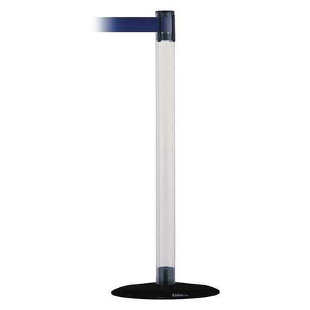 Tensabarrier Barrier Post with Belt, 7 1/2 ft Length, 38 in Post Height, No Legend, Black TCLB-33-STD-NO-L5X-C