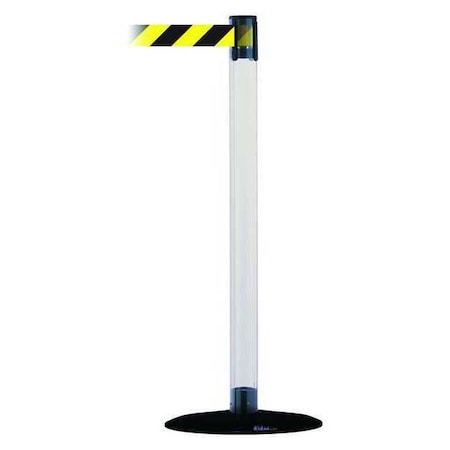 Tensabarrier Barrier Post with Belt, 13 ft Length, 38 in Post Height, No Legend, Black TCLB-33-MAX-NO-D4X-C