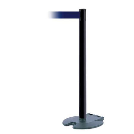 Tensabarrier Barrier Post with Belt, 7 1/2 ft Length, 38 in Post Height, No Legend, Black Wrinkle RB1-89-33-STD-NO-L5X-C
